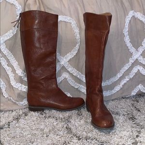 Brown leather boots